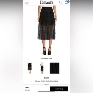 Tiered Ruffle Tulle Midi Skirt